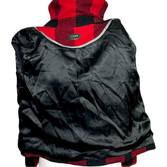 J. Crew Buffalo Red And Black Bold Plaid Wool Double Breasted Pea Coat Size 2 - Picture 9 of 11
